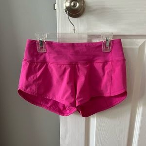 lululemon sonic pink speed up shorts
